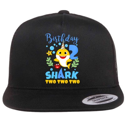 Birthday Shark Baby For 2 Year Old Boy In Blue Two Flatbill Hat