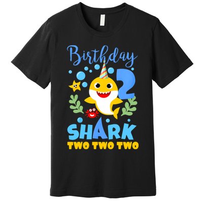 Birthday Shark Baby For 2 Year Old Boy In Blue Two Premium T-Shirt