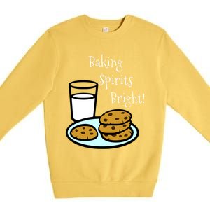 Baking Spirits Bright! Cookies And Milk Image Gift Premium Crewneck Sweatshirt