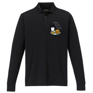 Baking Spirits Bright! Cookies And Milk Image Gift Performance Long Sleeve Polo