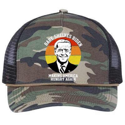 Bare Shelves Biden Making America Hungry Again Retro Rope Trucker Hat Cap