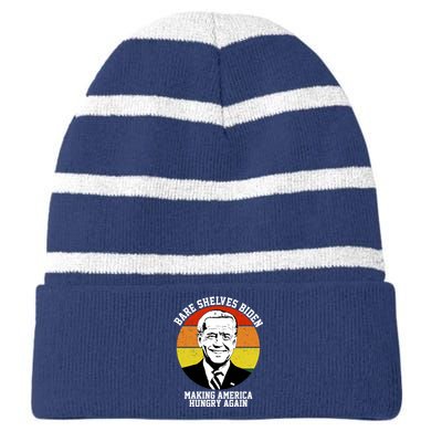 Bare Shelves Biden Making America Hungry Again Striped Beanie with Solid Band