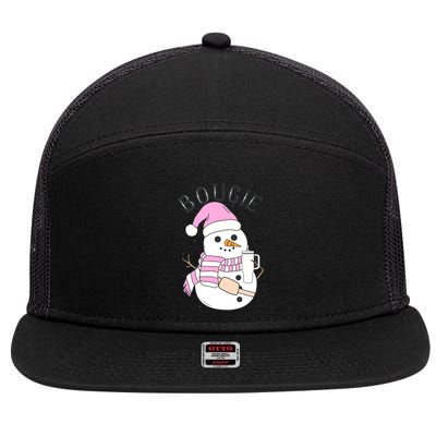 Boojee Snowman Bougie Snowman Stanley 7 Panel Mesh Trucker Snapback Hat