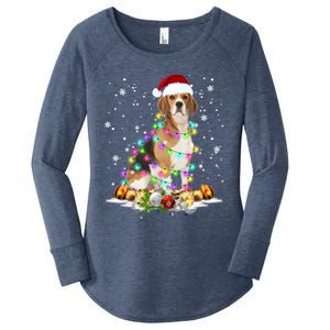 Beagle Santa Christmas Tree Lights Xmas Funny Gift Women's Perfect Tri Tunic Long Sleeve Shirt