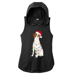 Brittany Spaniel Christmas Lights Xmas Dog Lover Cool Gift Ladies PosiCharge Tri-Blend Wicking Draft Hoodie Tank