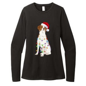 Brittany Spaniel Christmas Lights Xmas Dog Lover Cool Gift Womens CVC Long Sleeve Shirt