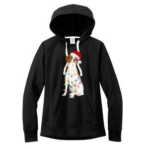 Brittany Spaniel Christmas Lights Xmas Dog Lover Cool Gift Women's Fleece Hoodie