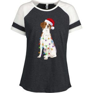 Brittany Spaniel Christmas Lights Xmas Dog Lover Cool Gift Enza Ladies Jersey Colorblock Tee