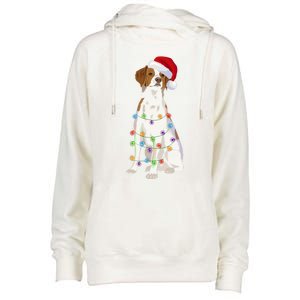 Brittany Spaniel Christmas Lights Xmas Dog Lover Cool Gift Womens Funnel Neck Pullover Hood