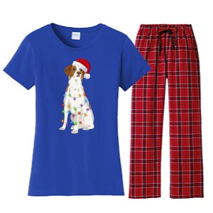 Brittany Spaniel Christmas Lights Xmas Dog Lover Cool Gift Women's Flannel Pajama Set