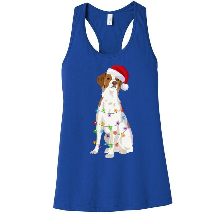 Brittany Spaniel Christmas Lights Xmas Dog Lover Cool Gift Women's Racerback Tank