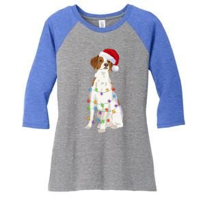 Brittany Spaniel Christmas Lights Xmas Dog Lover Cool Gift Women's Tri-Blend 3/4-Sleeve Raglan Shirt