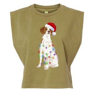 Brittany Spaniel Christmas Lights Xmas Dog Lover Cool Gift Garment-Dyed Women's Muscle Tee