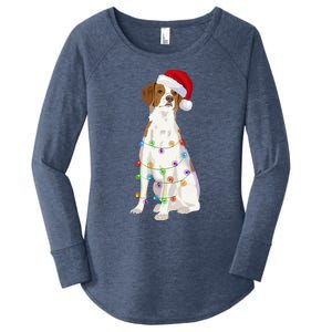 Brittany Spaniel Christmas Lights Xmas Dog Lover Cool Gift Women's Perfect Tri Tunic Long Sleeve Shirt