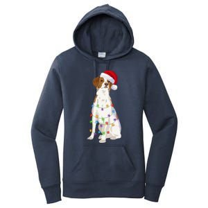 Brittany Spaniel Christmas Lights Xmas Dog Lover Cool Gift Women's Pullover Hoodie