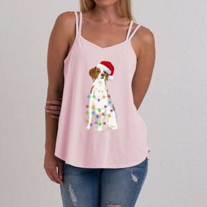 Brittany Spaniel Christmas Lights Xmas Dog Lover Cool Gift Women's Strappy Tank