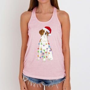 Brittany Spaniel Christmas Lights Xmas Dog Lover Cool Gift Women's Knotted Racerback Tank