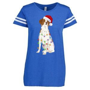 Brittany Spaniel Christmas Lights Xmas Dog Lover Cool Gift Enza Ladies Jersey Football T-Shirt