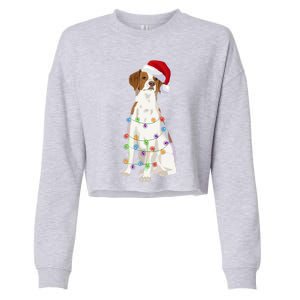 Brittany Spaniel Christmas Lights Xmas Dog Lover Cool Gift Cropped Pullover Crew