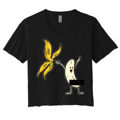 Banana Striptease Censored Naked Funny Adult Crop Top