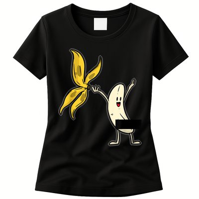 Banana Striptease Censored Naked Funny Adult Womens T-Shirt