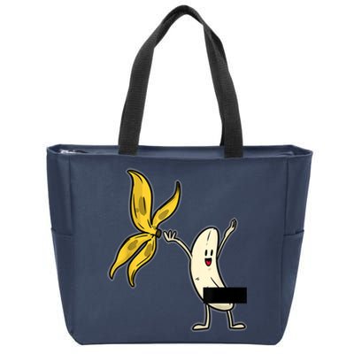 Banana Striptease Censored Naked Funny Adult Zip Tote Bag