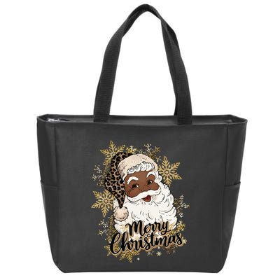 Black Santa Christmas African American Santa Zip Tote Bag