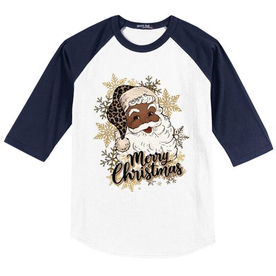 Black Santa Christmas African American Santa Baseball Sleeve Shirt