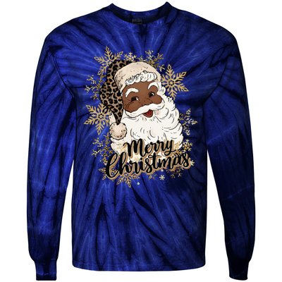 Black Santa Christmas African American Santa Tie-Dye Long Sleeve Shirt