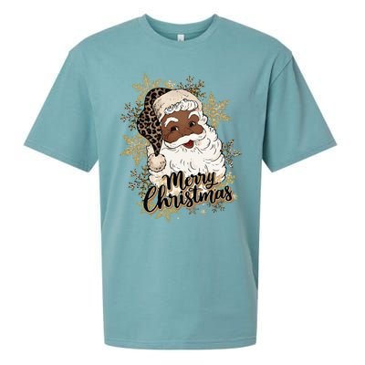 Black Santa Christmas African American Santa Sueded Cloud Jersey T-Shirt