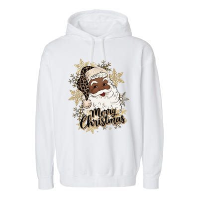 Black Santa Christmas African American Santa Garment-Dyed Fleece Hoodie