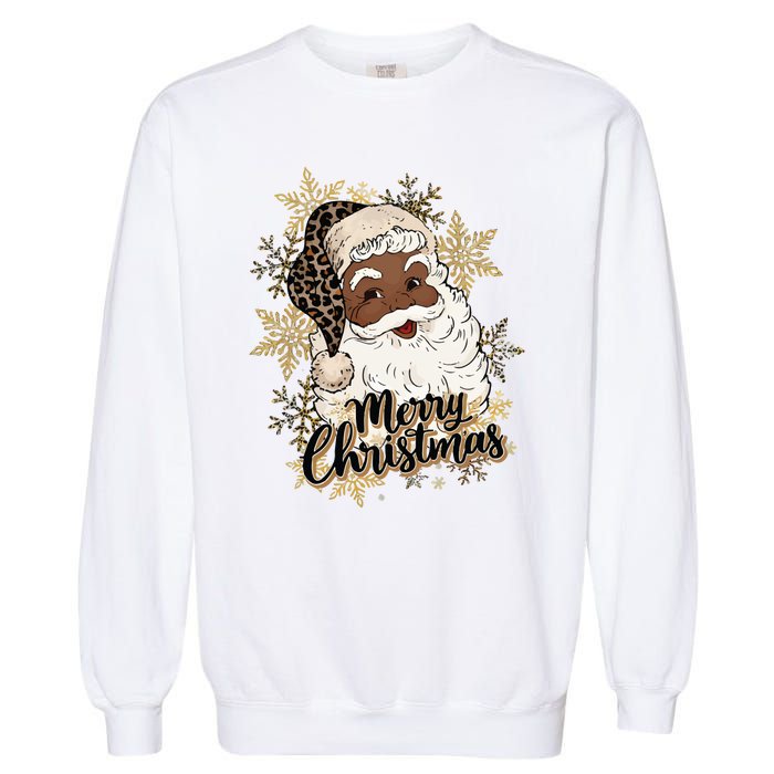 Black Santa Christmas African American Santa Garment-Dyed Sweatshirt