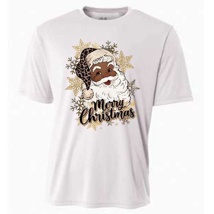 Black Santa Christmas African American Santa Cooling Performance Crew T-Shirt