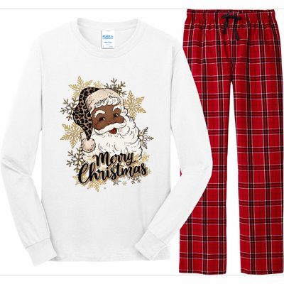 Black Santa Christmas African American Santa Long Sleeve Pajama Set