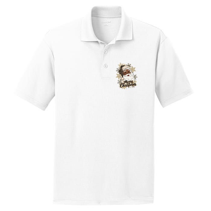 Black Santa Christmas African American Santa PosiCharge RacerMesh Polo