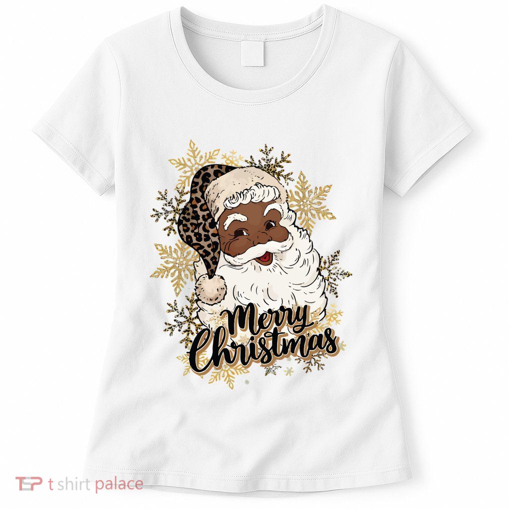 Black Santa Christmas African American Santa Womens T-Shirt