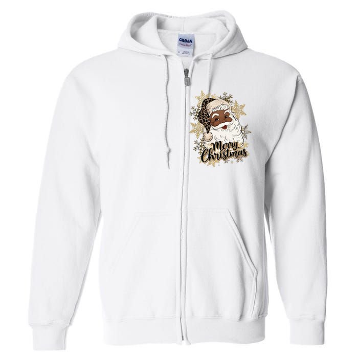 Black Santa Christmas African American Santa Full Zip Hoodie