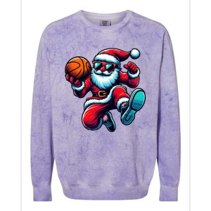 Basketball Santa Christmas Gift Colorblast Crewneck Sweatshirt