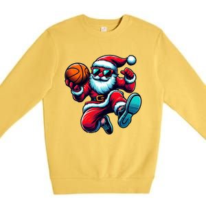 Basketball Santa Christmas Gift Premium Crewneck Sweatshirt