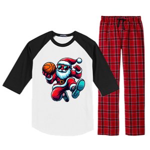 Basketball Santa Christmas Gift Raglan Sleeve Pajama Set