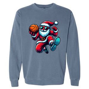 Basketball Santa Christmas Gift Garment-Dyed Sweatshirt