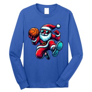 Basketball Santa Christmas Gift Long Sleeve Shirt