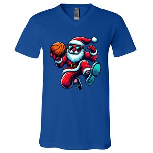 Basketball Santa Christmas Gift V-Neck T-Shirt