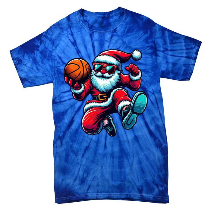 Basketball Santa Christmas Gift Tie-Dye T-Shirt