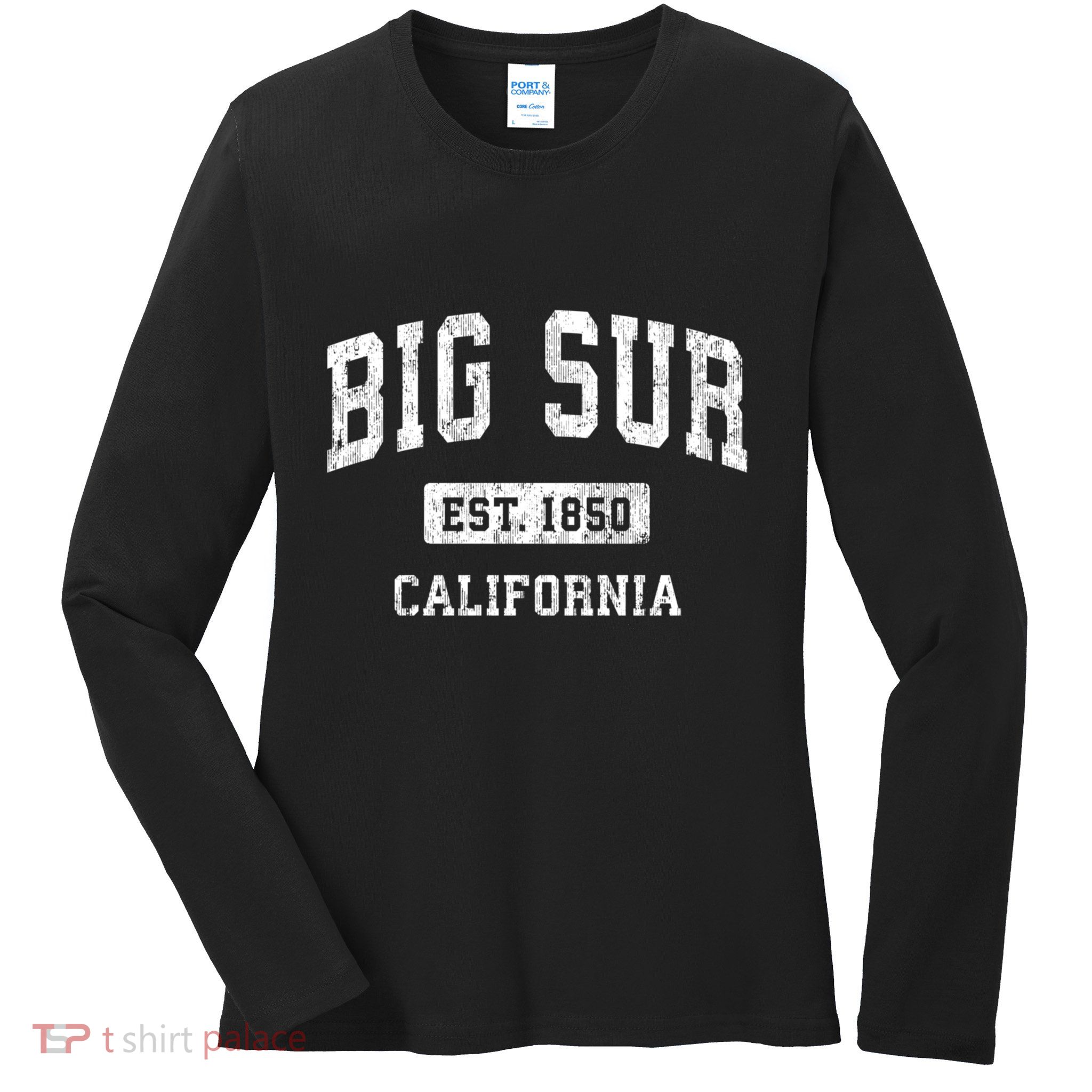 Big Sur California Ca Vintage Athletic Sports Ladies Long Sleeve Shirt
