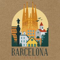 Barcelona Spain Cathedral Spanish City Souvenir Cotton Canvas Backpack