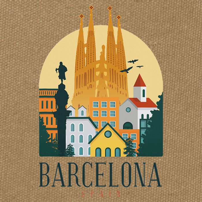 Barcelona Spain Cathedral Spanish City Souvenir Cotton Canvas Backpack