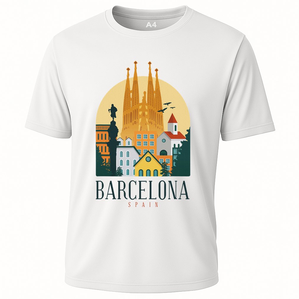 Barcelona Spain Cathedral Spanish City Souvenir Cooling Performance Crew T-Shirt
