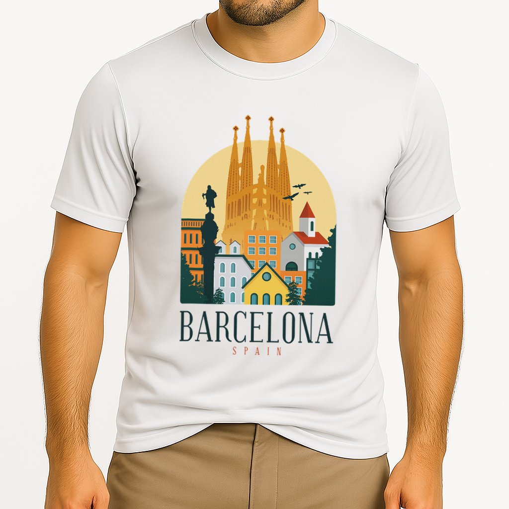 Barcelona Spain Cathedral Spanish City Souvenir Cooling Performance Crew T-Shirt