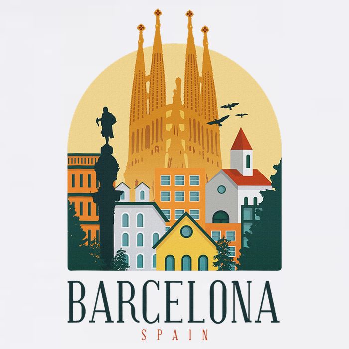 Barcelona Spain Cathedral Spanish City Souvenir Cooling Performance Crew T-Shirt